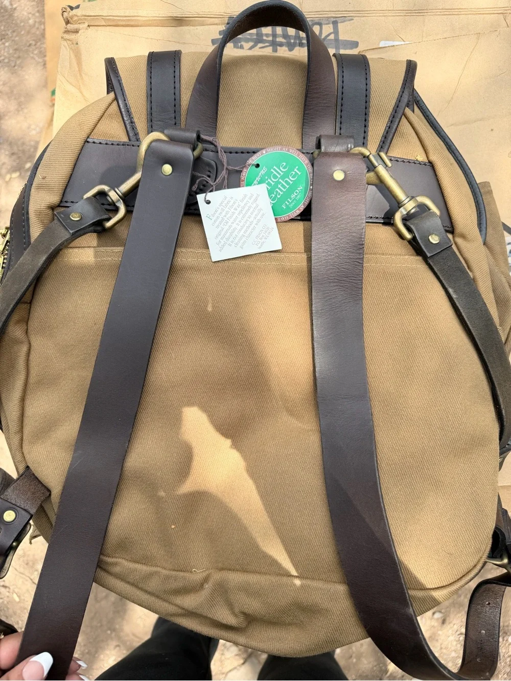 Filson Rugged Twill Rucksack Backpack Tan Leather NWT